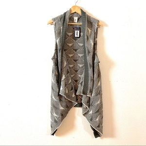 NWT Lildy Boho Printed Sweater Vest Green Ivory L